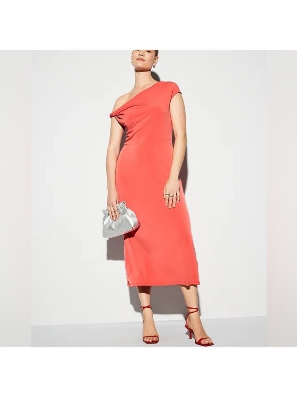 XL Tall• Old Navy • Coral Off-Shoulder The Occasion One-Shoulder Midi Dress